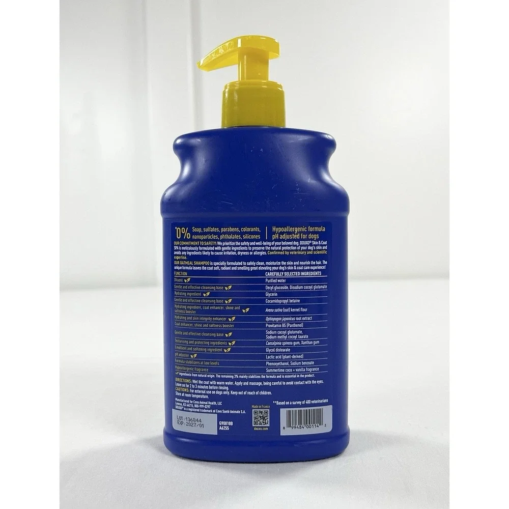 Douxo Spa Skin Coat Care Ultra Safe Oatmeal Dog Shampoo Soothing Sensitive 16oz